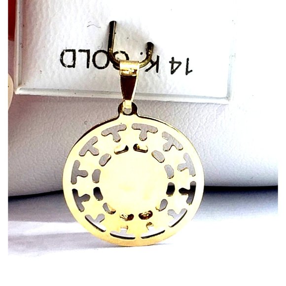 14K Yellow/White Gold Guadalupe Pendant 20 mm - Picture 7 of 9